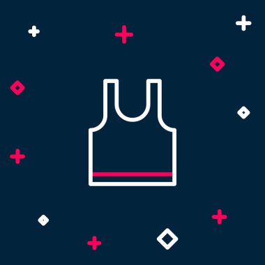 Çizgisiz kolsuz tişört simgesi mavi arkaplanda izole edildi. Renkli taslak konsepti. Vektör