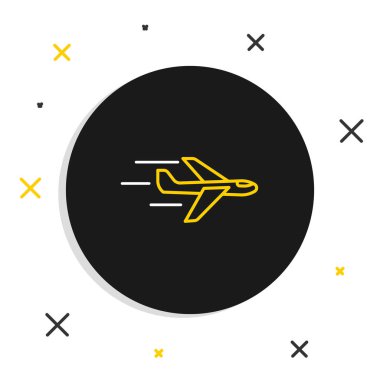 Çizgi düzlemi simgesi beyaz arkaplanda izole edildi. Uçan uçak ikonu. Uçak tabelası. Renkli taslak konsepti. Vektör
