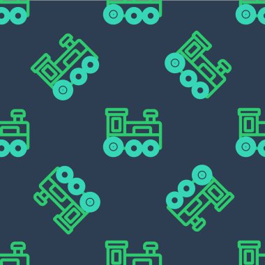 Çizgi Oyuncak tren simgesi mavi arkaplanda izole edilmiş. Vektör