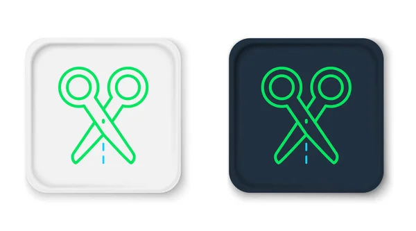 Line Scissors mit Cut Line Icon isoliert auf weißem Hintergrund. Maßanfertigung. Schneidwerkzeugschild. Buntes Rahmenkonzept. Vektor — Stockvektor