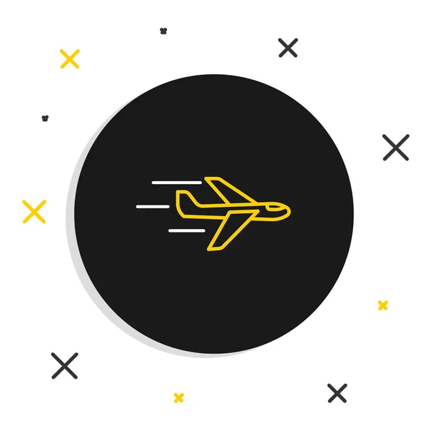 Çizgi düzlemi simgesi beyaz arkaplanda izole edildi. Uçan uçak ikonu. Uçak tabelası. Renkli taslak konsepti. Vektör — Stok Vektör