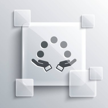 Gri arka planda gri top ikonu izole edildi. Kare cam paneller. Vektör