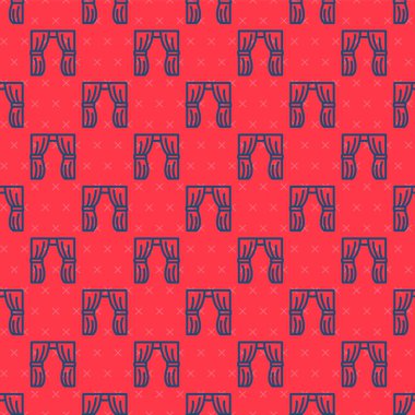 Mavi çizgi sirk perdesi kırmızı arka planda izole edilmiş ikonu kaldırır. Tiyatro ya da opera sahnesi için, konser açılışı ya da sinema galası için. Vektör