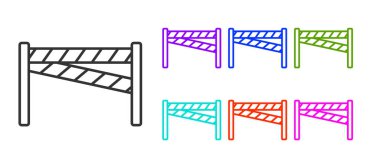 Siyah çizgi suç mahalli ikonu beyaz arka planda izole edildi. Simgeleri renklendirin. Vektör