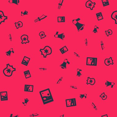 Plastik torba dolusu uyuşturucu, askeri bıçak, polis rozeti ve megafon. Vektör