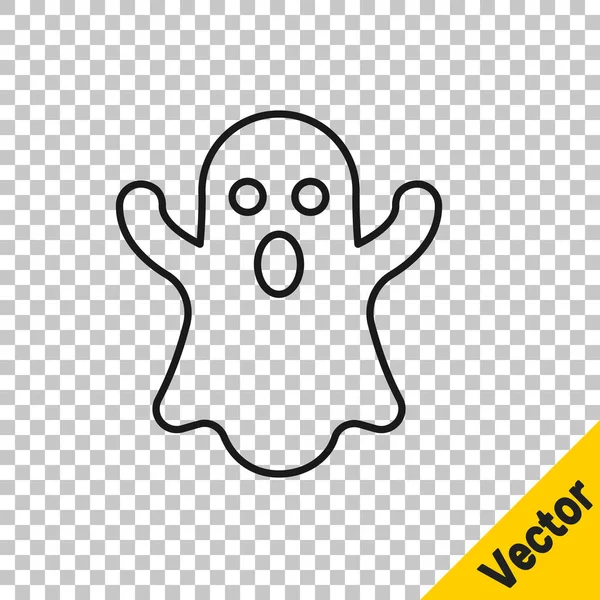 Línea negra Icono fantasma aislado sobre fondo transparente. Feliz fiesta de Halloween. Vector — Vector de stock