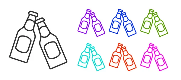 Μαύρη γραμμή μπουκάλι μπύρα εικονίδιο απομονώνονται σε λευκό φόντο. Ορισμός εικονίδια πολύχρωμα. Διάνυσμα — Διανυσματικό Αρχείο