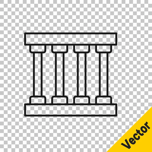 Schwarze Linie Gefängnisfenster Symbol isoliert auf transparentem Hintergrund. Vektor — Stockvektor