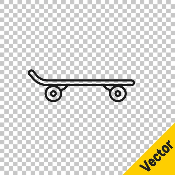 Black line Skateboard icon isolated on transparent background. Extreme sport. Sport equipment. Vector — Stock Vector