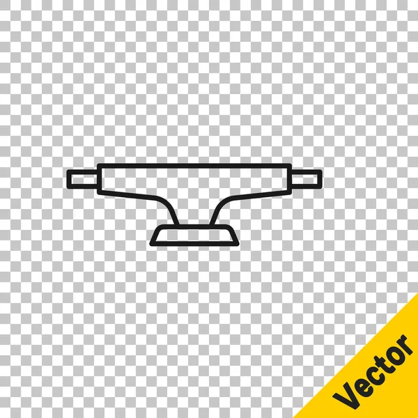 Black Line Skateboard Rad-Symbol isoliert auf transparentem Hintergrund. Skateboardaufhängung. Schlittschuhrad. Vektor — Stockvektor