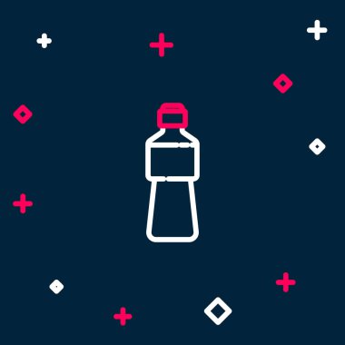 Mavi arka planda izole edilmiş bir şişe su ikonu. Soda su içme tabelası. Renkli taslak konsepti. Vektör