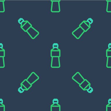 Bir şişe su ikonu mavi arka planda izole edilmiş. Soda su içme tabelası. Vektör