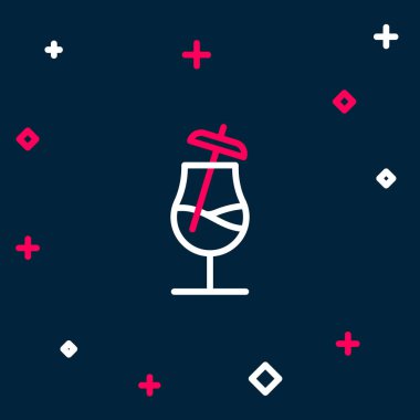 Çizgi Kokteyl simgesi mavi arkaplanda izole edildi. Renkli taslak konsepti. Vektör