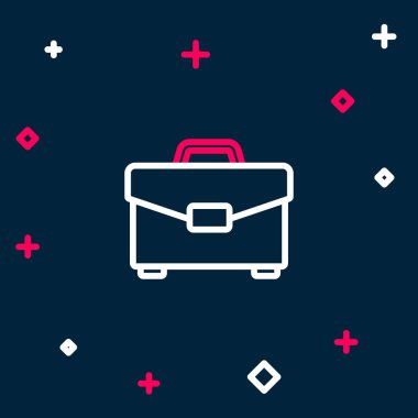 Satır Evrak Çantası simgesi mavi arkaplanda izole edildi. İş ilanı. İş portföyü. Renkli taslak konsepti. Vektör