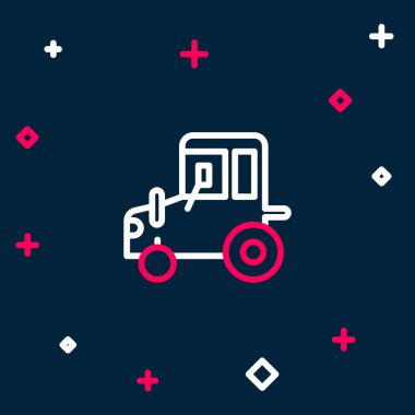 Çizgi Çekici simgesi mavi arkaplanda izole edildi. Renkli taslak konsepti. Vektör