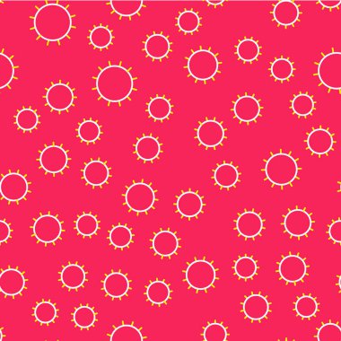 Çizgi Sun simgesi kırmızı arkaplanda izole edilmiş. Yaz sembolü. Güneşli bir gün. Vektör