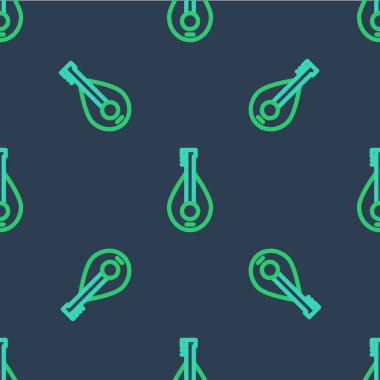 Geleneksel müzik aleti mandolin simgesi mavi arkaplanda izole edilmiş kusursuz desen. Vektör