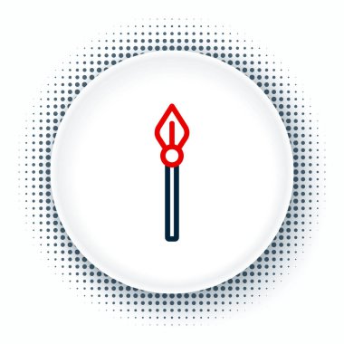 Orta Çağ çizgi mızrak simgesi beyaz arkaplanda izole edildi. Ortaçağ silahı. Renkli taslak konsepti. Vektör