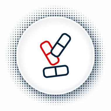 Beyaz arka planda izole edilmiş hap kapsülü ikonu çizgi vitamin kompleksi. Sağlıklı bir yaşam tarzı. Renkli taslak konsepti. Vektör