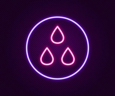 Parlayan neon hattı kara zemin üzerinde su damlası simgesi izole edildi. Renkli taslak konsepti. Vektör