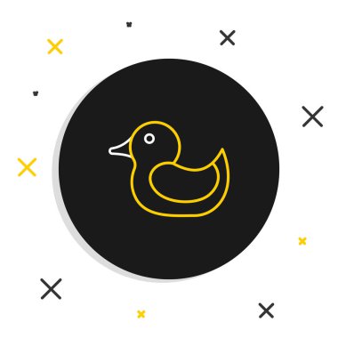 Kauçuk ördek simgesi beyaz arkaplanda izole edildi. Renkli taslak konsepti. Vektör