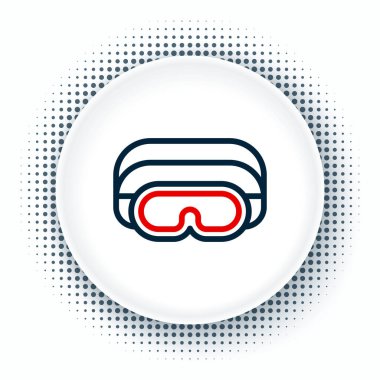 Çizgi Kayak gözlüğü simgesi beyaz arkaplanda izole edildi. Olağanüstü bir spor. Spor malzemeleri. Renkli taslak konsepti. Vektör