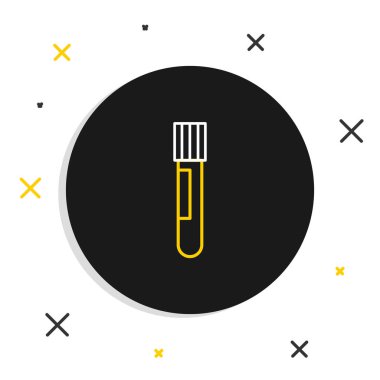 Çizgi Test tüpü ve kimyasal test ikonu beyaz arka planda izole edildi. Laboratuvar cam levhası. Renkli taslak konsepti. Vektör