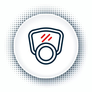 Beyaz arkaplanda çizgi gaz maskesi simgesi izole edildi. Solunum cihazı işareti. Renkli taslak konsepti. Vektör