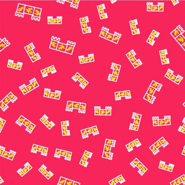 Çin ikonunun Büyük Duvarı kırmızı arka planda izole edilmiş pürüzsüz desen. Vektör