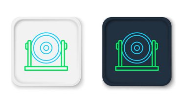 Line Gong müzik perküsyon enstrümanı dairesel metal disk simgesi beyaz arka planda izole edildi. Renkli taslak konsepti. Vektör