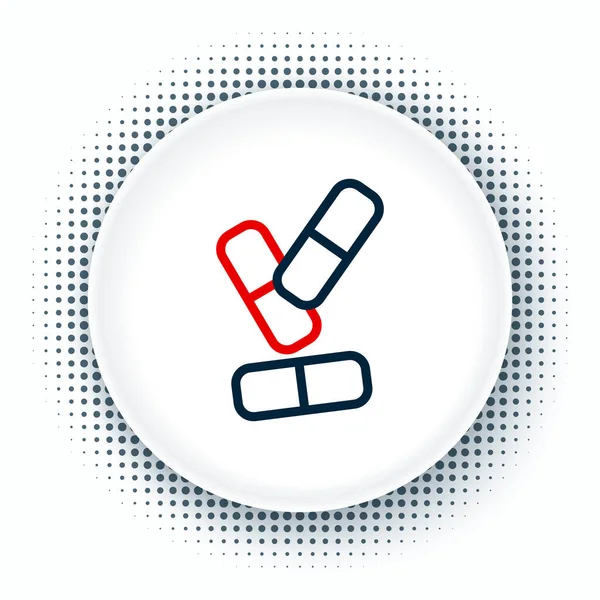 Beyaz arka planda izole edilmiş hap kapsülü ikonu çizgi vitamin kompleksi. Sağlıklı bir yaşam tarzı. Renkli taslak konsepti. Vektör