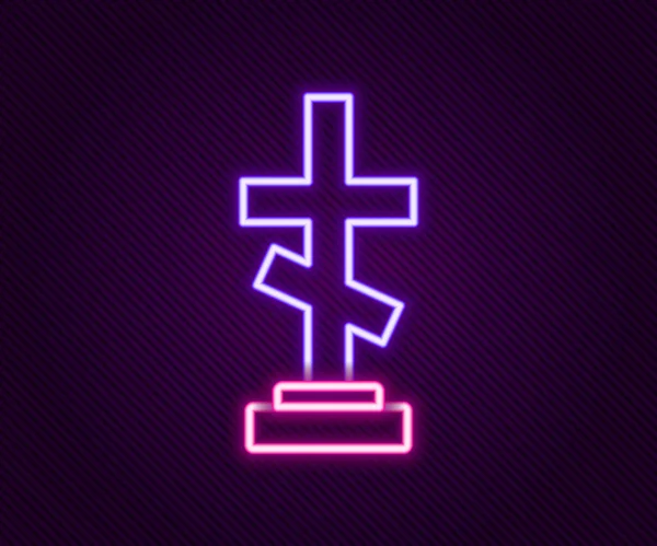 Glowing Neon Line Grave Cross Icon Isolated Black Background Colorful — Stock Vector