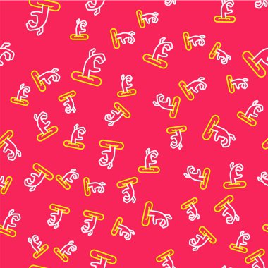 Çizgi Zombisi el simgesi kırmızı arka planda izole edilmiş. Silah canavarı öldü. Mutlu Cadılar Bayramı Partisi. Vektör