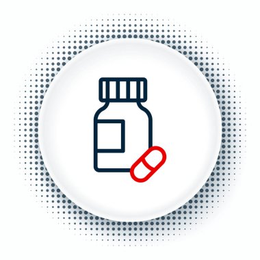 Beyaz arka planda izole edilmiş çizgi sakinleştirici haplar ikonu. Renkli taslak konsepti. Vektör