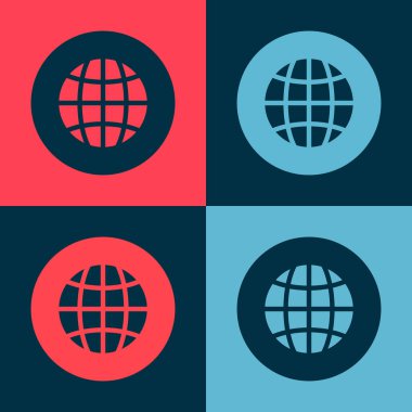 Pop Art Global teknolojisi veya sosyal ağ simgesi renk arkaplanında izole edildi. Vektör