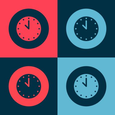 Pop Art Clock simgesi renk arkaplanında izole edildi. Zaman sembolü. Vektör