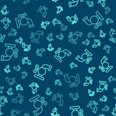 Yeşil çizgi, mavi arka planda izole edilmiş bir fıçı simgesi için dokunun. Vektör