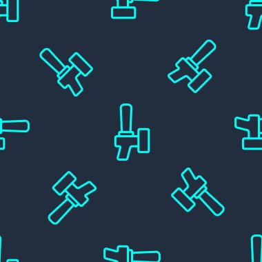 Yeşil çizgi bira ikonu mavi arkaplanda izole edilmiş pürüzsüz desen. Vektör