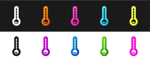 Réglez Thermomètre Météorologique Mesurant Chaleur Icône Froide Isolé Sur Fond — Image vectorielle