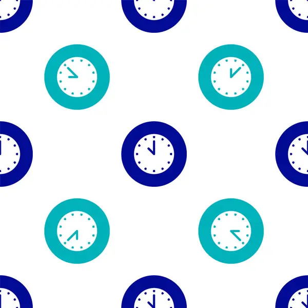 Blue Clock Icon Isolated Seamless Pattern White Background Time Symbol — Stock Vector