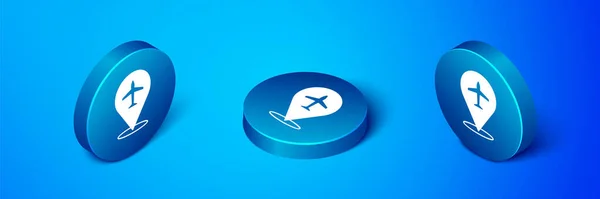 Icono Isométrico Plano Aislado Sobre Fondo Azul Icono Del Avión — Vector de stock