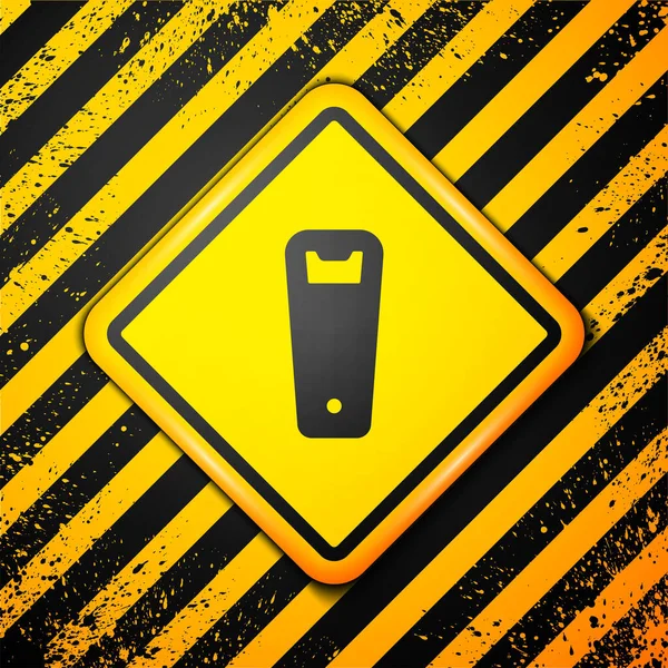 Ікона Чорної Пляшки Ізольована Жовтому Тлі Перестерігаючий Знак Вектор — стоковий вектор