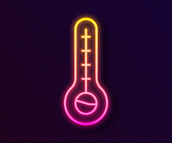 Ligne Lumineuse Néon Thermomètre Météorologique Mesurant Chaleur Icône Froide Isolé — Image vectorielle