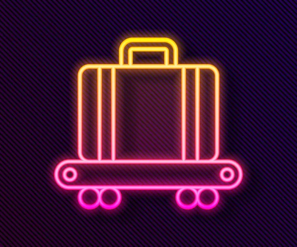 Siyah Arka Planda Parlayan Neon Hat Taşıyıcı Bavul Bavul Çanta — Stok Vektör