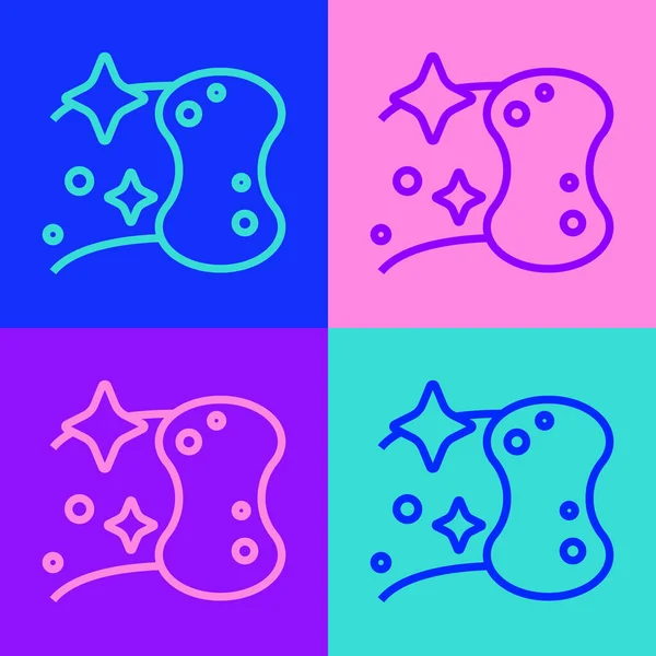 Pop Art Line Icono Esponja Aislado Sobre Fondo Color Wisp — Vector de stock