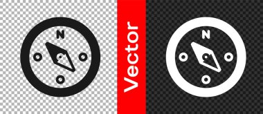 Siyah Pusula simgesi şeffaf arkaplanda izole edildi. Rüzgâr yön bulma sembolü. Rüzgar gül işareti. Vektör