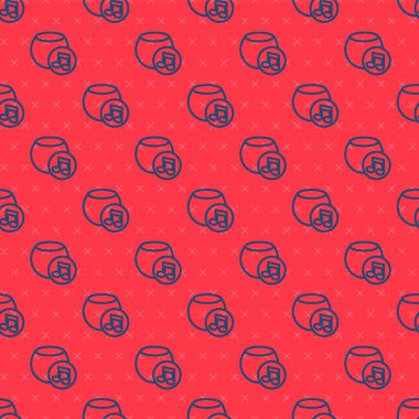 Mavi çizgi ses asistanı simgesi kırmızı arkaplanda iz bırakmadı. Ses kontrol arayüzü akıllı hoparlör. Vektör