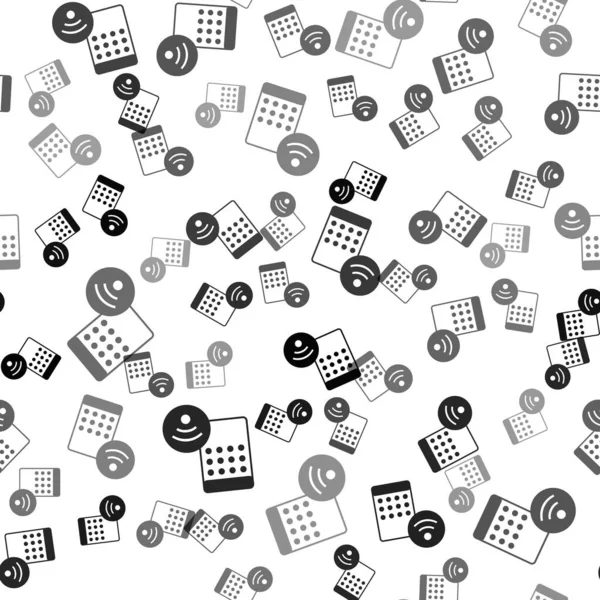 Das schwarze Luftbefeuchter-Symbol isoliert nahtlose Muster auf weißem Hintergrund. Tragbares elektrisches Haushaltsgerät, Luftreinigung und Luftbefeuchtung zu Hause. Vektor — Stockvektor