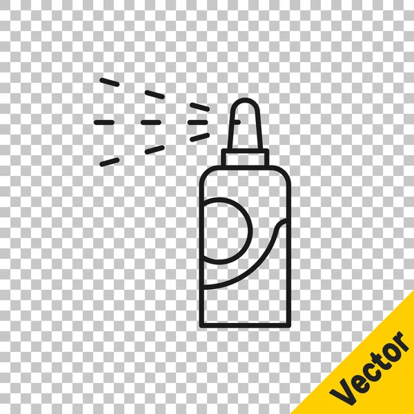 Black line Spray can for hairspray, deodorant, antiperspirant icon isolated on transparent background. Vector — Stock Vector