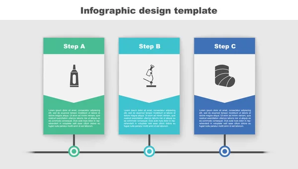 Set Ointment cream tube medicine, Microscope and Gypsum. Business infographic template. Vector — Stock Vector